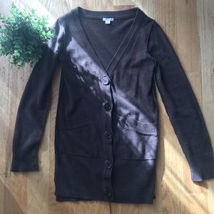 Long brown button down cardigan XS